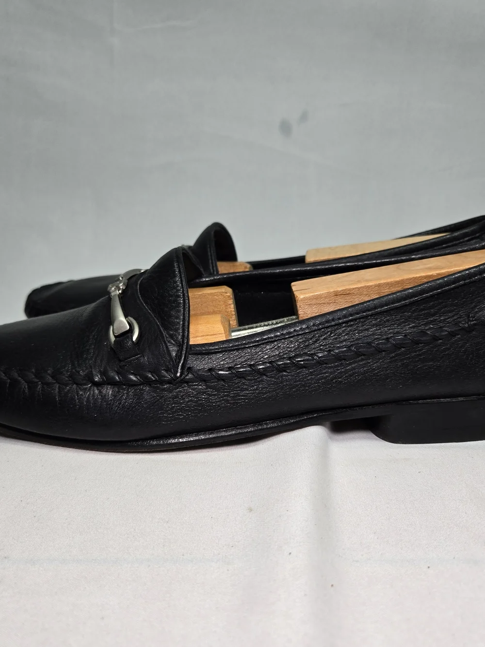 Vintage Bally of Switzerland Black Deerskin Horsebit Loafers Italy Mens 8